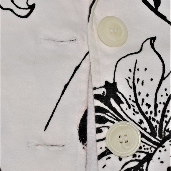 Alanni Lily Floral Stretchy Womens Blaser Jacket Two Button Front Black White 4 - Picture 12 of 15